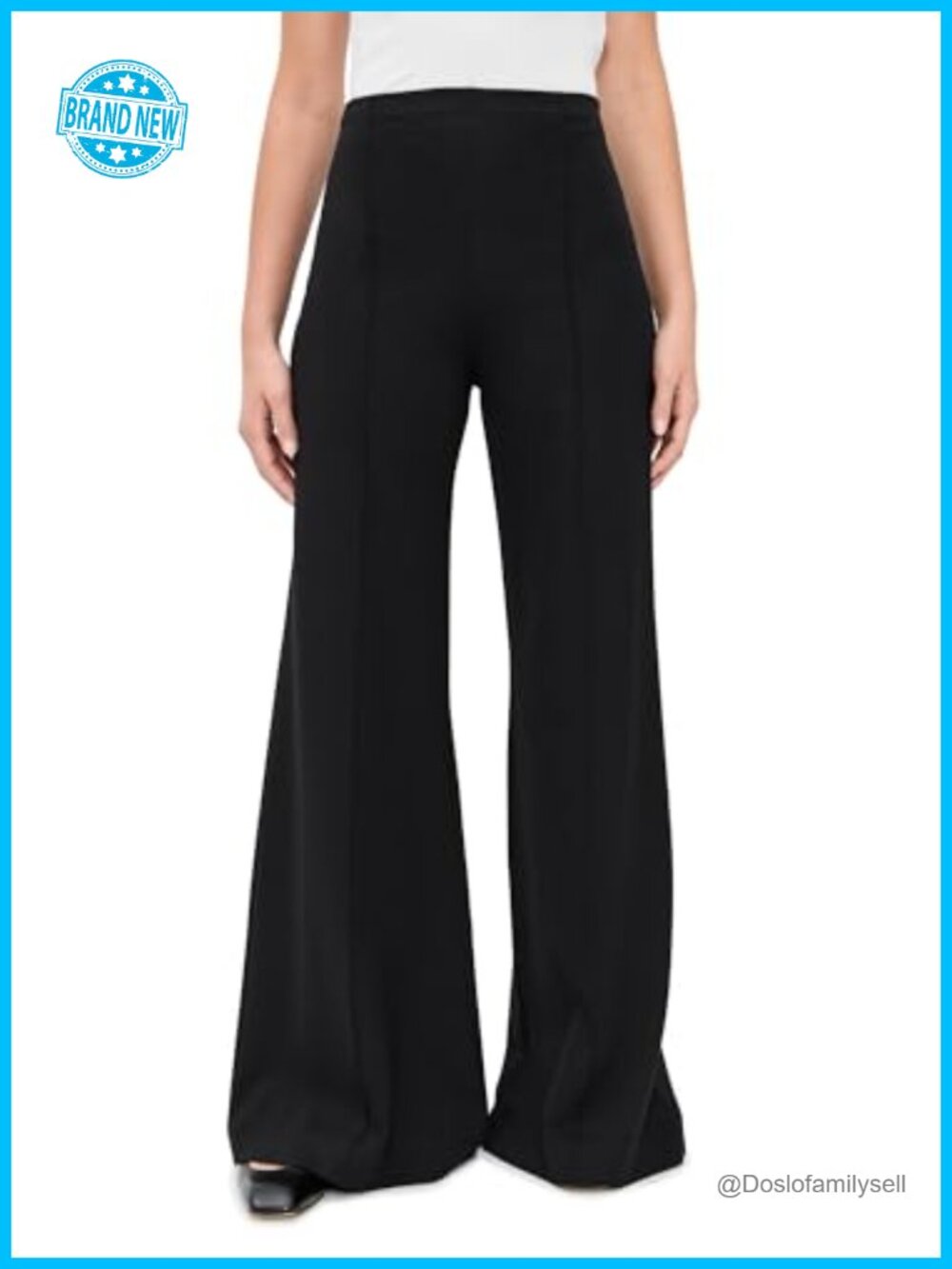 Ponte Knit Wide Leg Palazzo Pants High Rise Pull-On